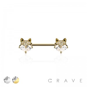 CZ FOX TEARDROP CZ 316L SURGICAL STEEL NIPPLE RING